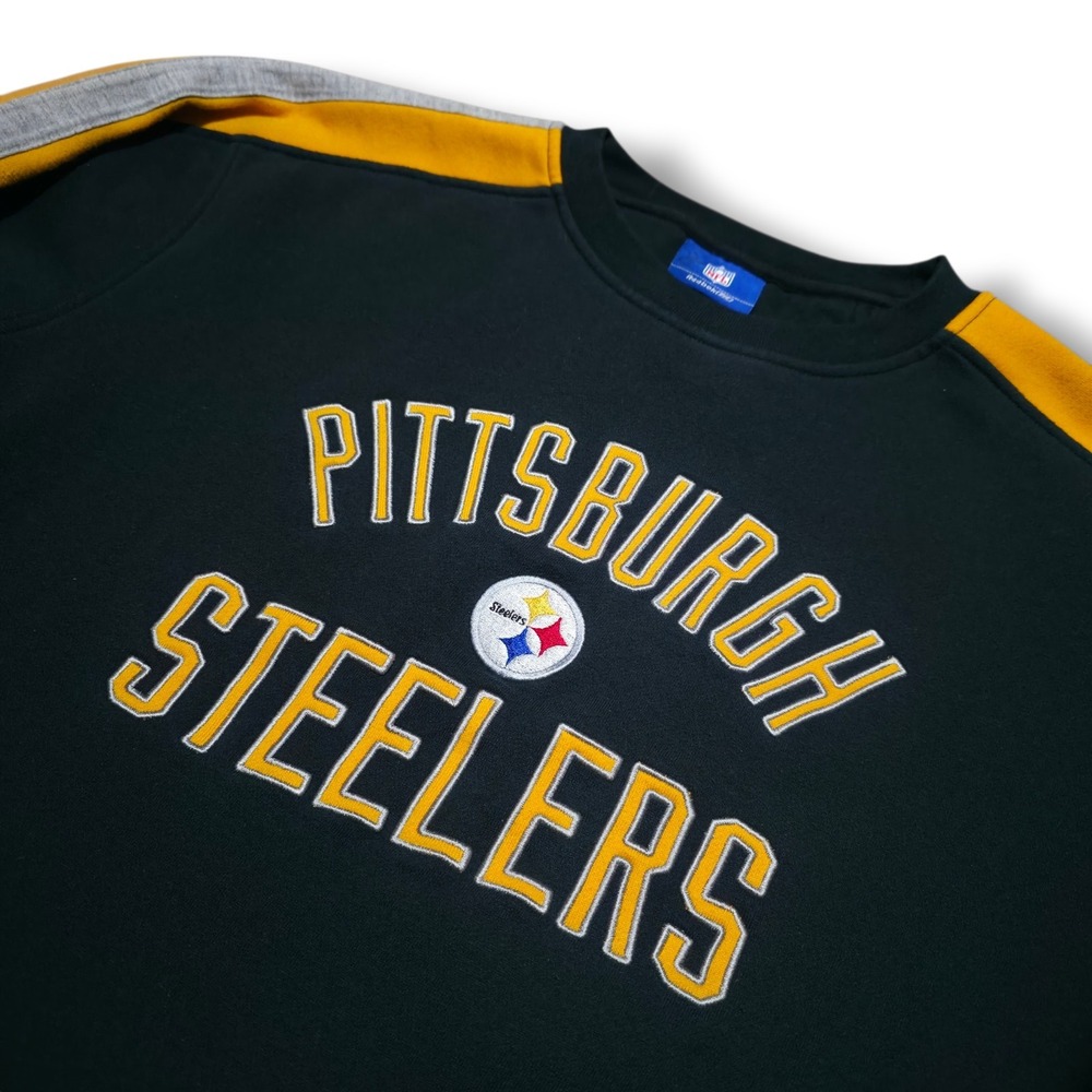 Vintage Pittsburgh Steelers Sweater Mens Medium Black Reebok Sweatshirt NFL Y2K